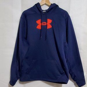 Under Armour Hoodie Men's Large Navy Blue with Orange Logo